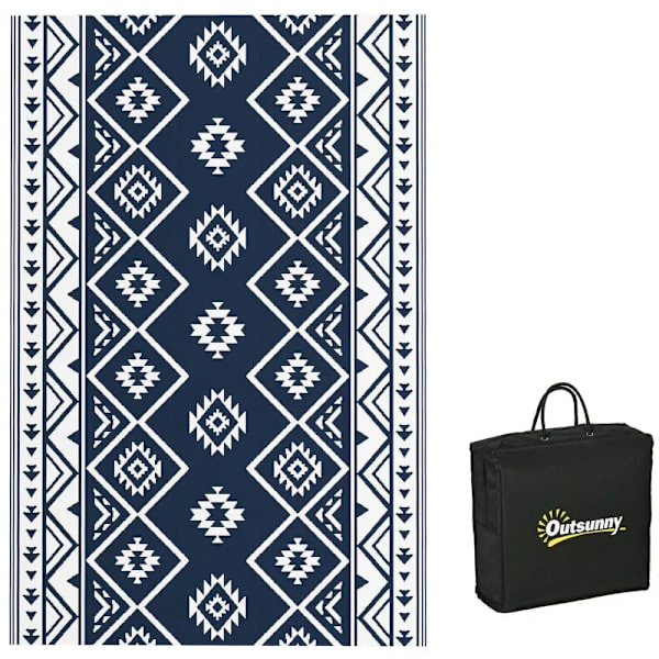 Rootz Utomhusmatta - Uteplatsmatta - Väderbeständig - Modern design - Non-woven - Svart + Vit - 182cm x 274cm x 0,3cm