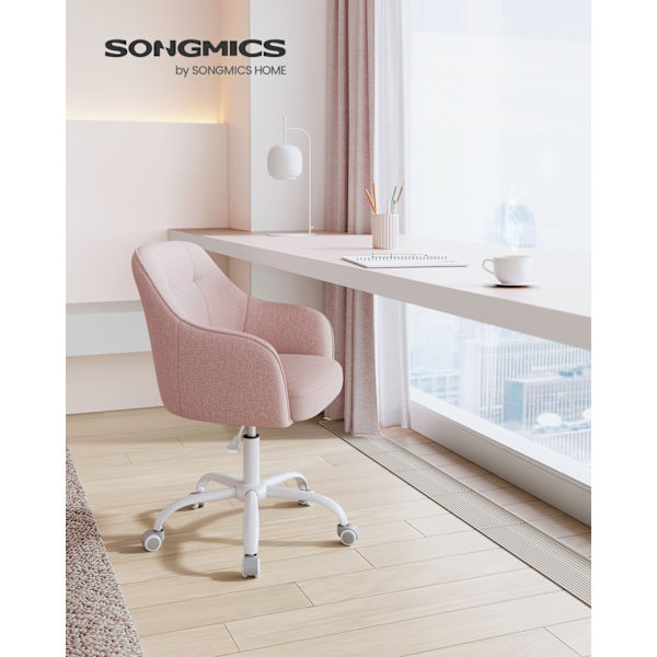 Rootz Pink Swivel Chair - Kontorsstol - Rullstol - Stålstomme - Foam Vaddering - 69cm x 65cm x (83-93cm) - Justerbar höjd