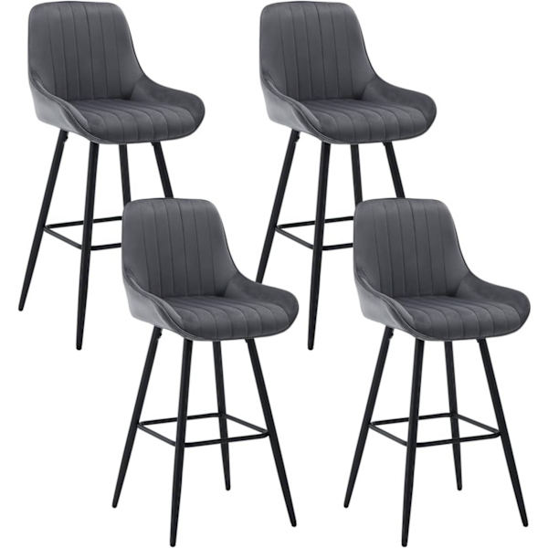 Rootz Barstolssæt - Bordskamler - Polstret ryglæn - Moderne linjer - Rustbestandige metalben - 48,5 cm x 106 cm x 46 cm