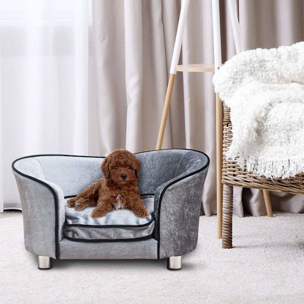Rootz Luxury Dog Sohva - harmaa - kuusipuu, pehmo - 27,17 cm x 19,29 cm x 14,96 cm