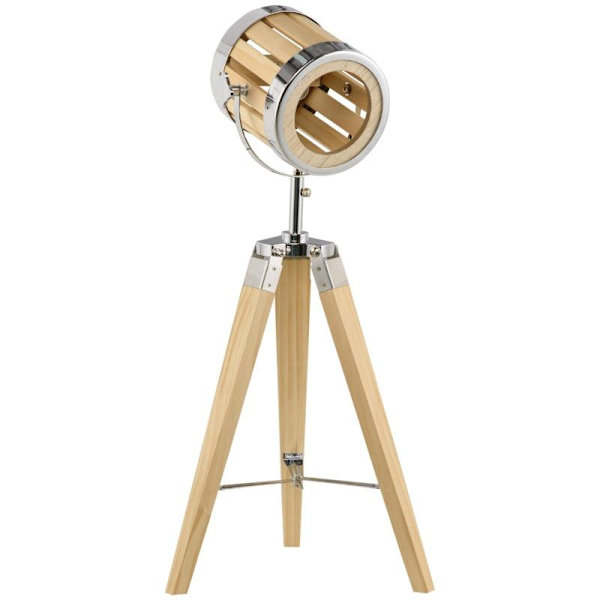 Rootz Bordlampe - Sengelampe - Stativlampe - Træstativramme - Spotlight Design - Natur/Sølv - 30 cm x 30 cm x 68 cm