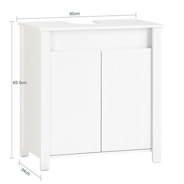Rootz Diskbänk Underskåp - Badrumsskåp - Förvaring under diskbänk - Justerbar hylla - Fuktbeständig - Enkel montering - 60cm x 65,5cm x 34cm