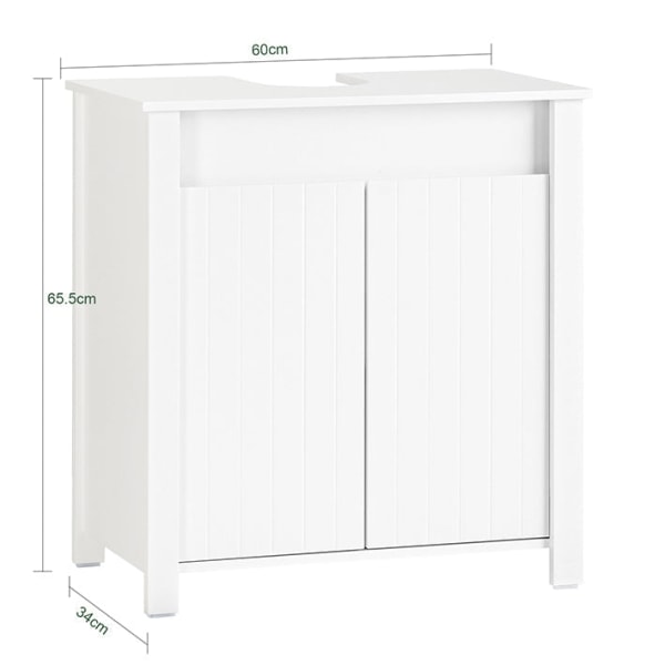 Rootz vask underskab - Badeværelsesskab - Opbevaring under vask - Justerbar hylde - Fugtbestandig - Nem montering - 60 cm x 65,5 cm x 34 cm