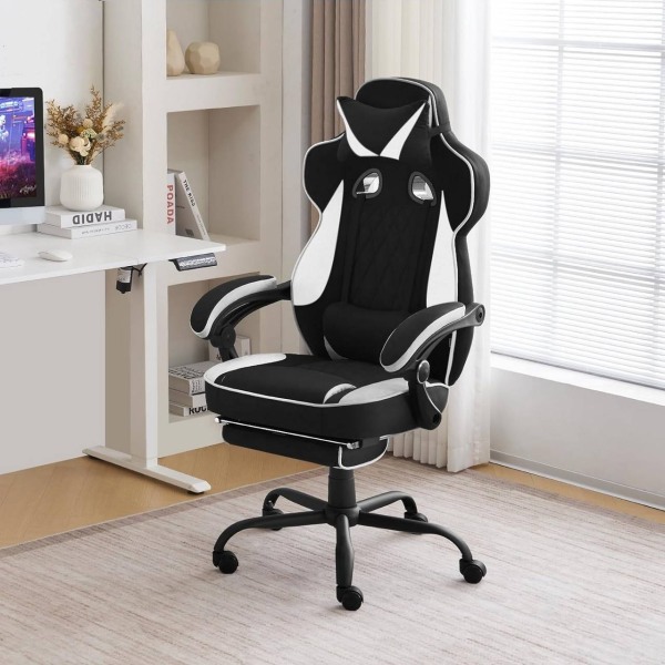 Rootz Gaming Chair - Kontorstol - Computerstol - Pocket Spring Pude - Ergonomisk design - Holdbart læderstof - 57cm x 51,5cm