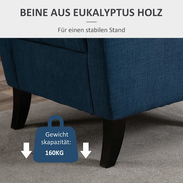 Rootz elegant vingstol - fåtölj - accentstol - hög komfort - 74 cm x 86 cm x 102 cm - blå