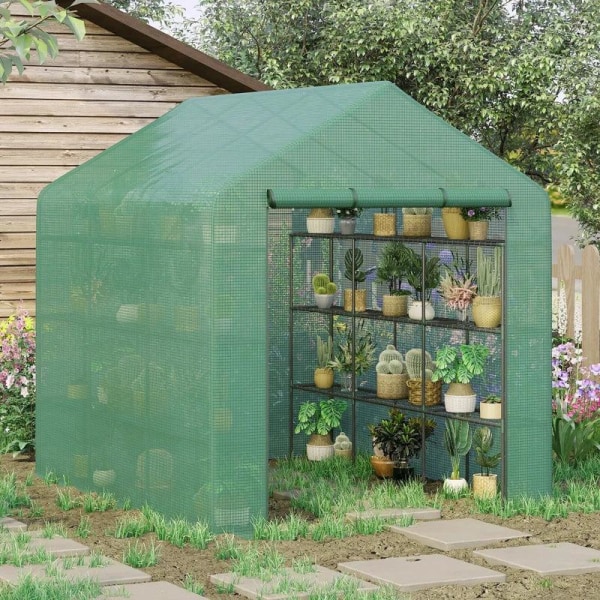 Rootz Greenhouse - Folieväxthus - Walk-in växthus - Med 8 hyllor