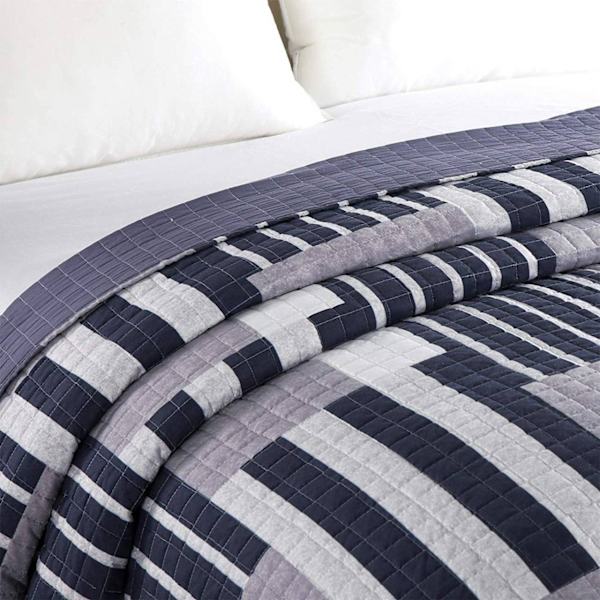 Rootz Patchwork sengetæppe - Vendbart træk - Check Quiltet Dyne - Blød polyester - 150x200cm, 170x210cm, 220x240cm, 240x260cm