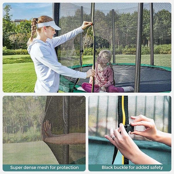 Rootz Trampolin - Udendørstrampolin - Børnetrampolin - Minitrampolin - Trampolinpark - Hoppetrampolin - Sort/grøn - 366 cm