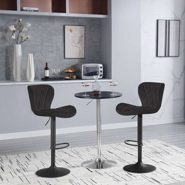 Rootz Velvet Barstol - Drejestol - Justerbar højde - 360° drejelig - Ergonomisk design - Mørkegrå/sort - 47cm x (89-109,5cm) x 54cm