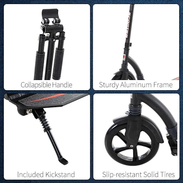Rootz Scooter - Børnescooter - Kick Scooter med støddæmpning - Sammenfoldelig - Aluminium - Sort - 92,5 x 37,5 x 87-101,5 cm