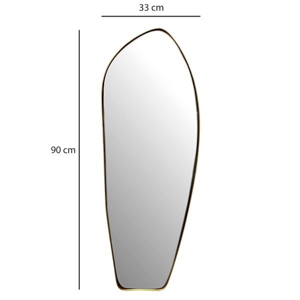 Rootz Modern Wall Mirror - Modern Mirror - Asymmetrisk form - Handgjord - Guldram - 33cm x 90cm x 2,5cm