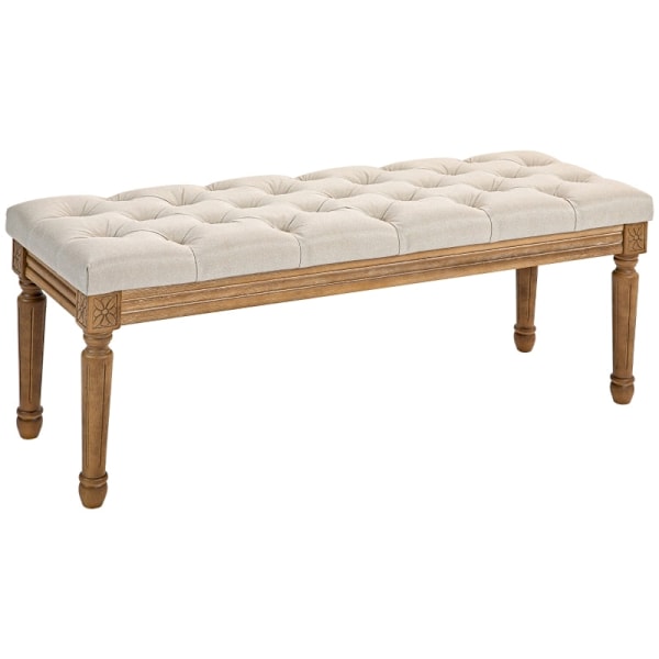 Rootz Sengebænk - Polstret bænk - Soveværelsesskammel - Stof i hørlook - Tyk polstring - 120 cm x 41 cm x 48 cm