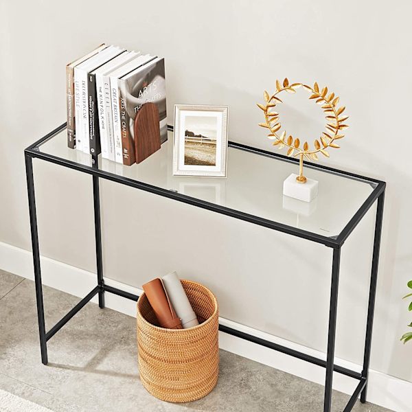 Rootz Konsolbord - Svart metallglas - Entrébord - Soffbord - Modern design - 100cm x 35cm x 80cm