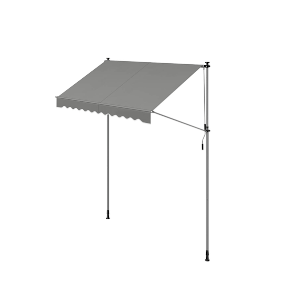Rootz Grey Clamp-markis med vev - Utomhustak - Solskydd - Pulverlackerat stål - Aluminiumlegering - Polyester med PA-beläggning - 250 cm x 120 cm x 22