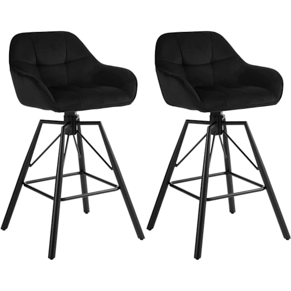 Rootz Velvet Barstole 2-delt sæt - Køkkenstole - 360° roterende stole - Høj komfort - Ergonomisk design - 51 cm x 94,5 cm x 53 cm