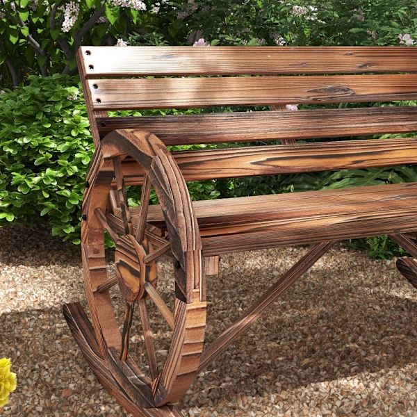 Rootz Garden Swing Penkki - 2 hengen keinu - Pyörän käsinojat - Parveke puutarhapatio - Hiiltynyt - Kuusi - Hiiltynyt - 105L x 88W x 74K cm