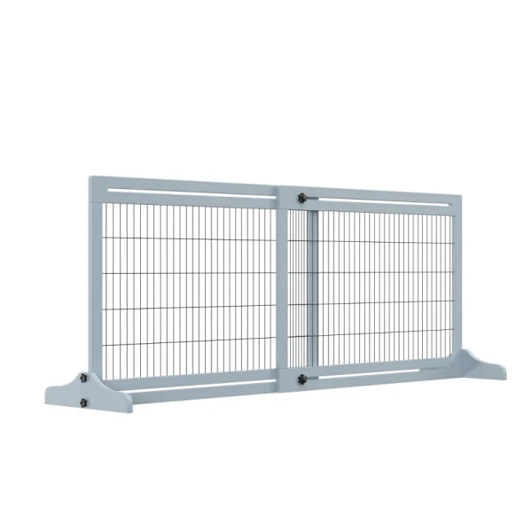 Rootz Dog Gate - Trappeport - Højdejusterbar - Foldbart kæledyrshegn - Døråbning - Gang - Små og mellemstore hunde - Grå + Sort - 183cm x 36cm x 69cm