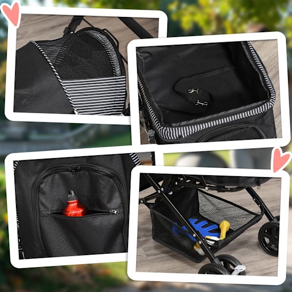 Rootz Dog Buggy Pet Stotaler - Koirakärry - Kissan buginen - palautuva kahva - 76,5 x 52 x 95 cm