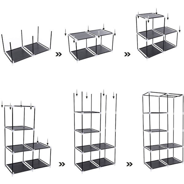 Rootz Garderobe XL - Garderobeskab - Sammenfoldelig Garderobe Sort