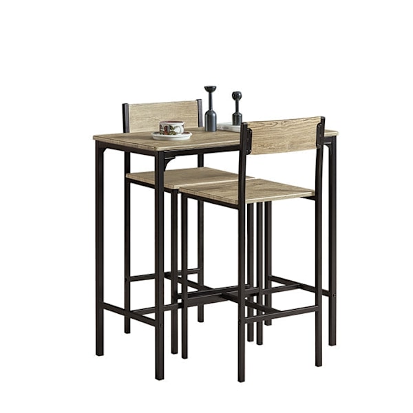 Rootz 3-osainen baaripöytäsetti - Baarituolit - Ruokailuryhmä - MDF-viilulevy - Metallirunko - Kevyt ja kestävä - Helppo huoltaa - Pöytä: 89 cm x 45 c