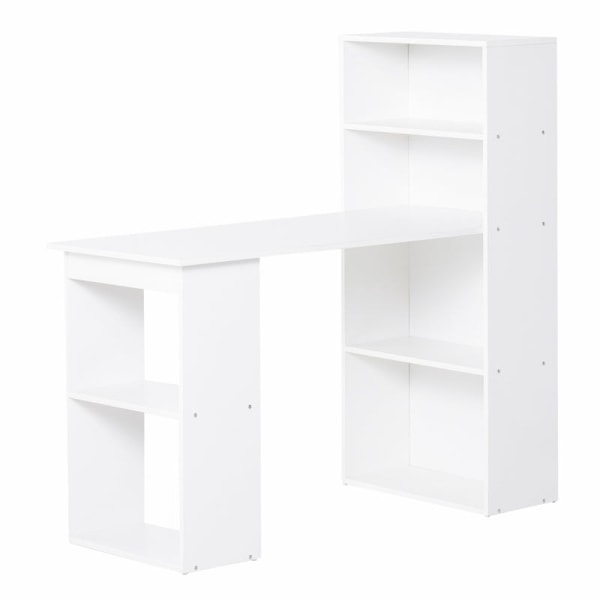 Rootz Desk Kontorbord - Computerbord - 2 hylder - Pladsbesparende design - 5 hylder - Spånplade - Hvid - 120 Cm X 55 Cm X 120 Cm
