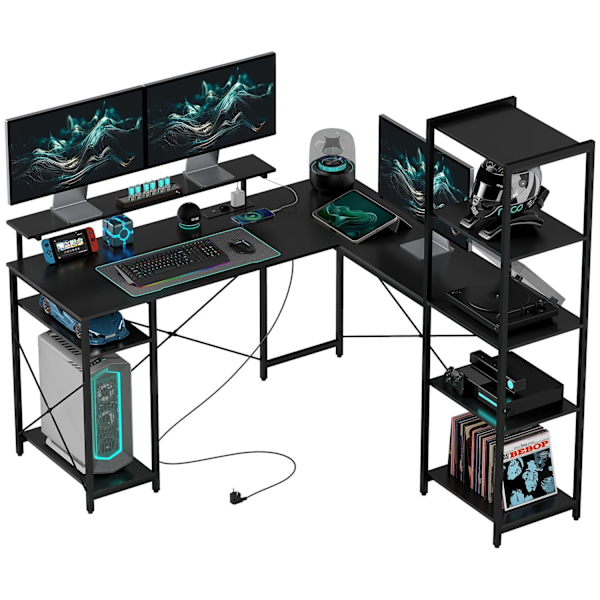 Rootz L Form Desk - Corner Computer Desk - Ergonomic Office Table - Laddningsstation - 137 cm x 140 cm x 139,5 cm