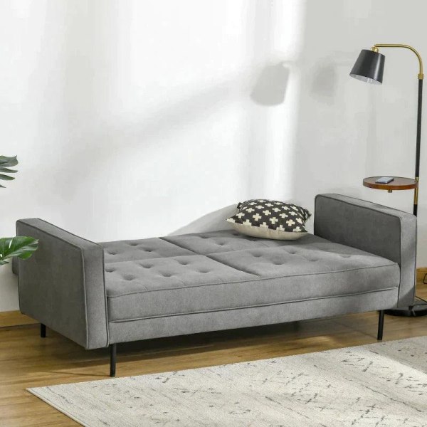 Rootz Bäddsoffa - 3-sits bäddsoffa - Bomullstyg - MDF - Skum - Hem - Vardagsrum - Grå - 187 cm x 91 cm x 85 cm