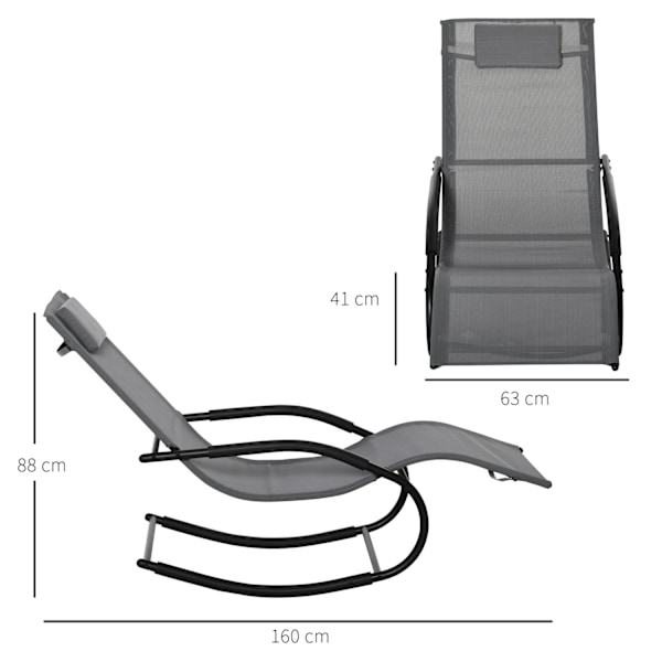 Rootz Ergonomic Rocking Stol - Udendørs rockingstol - Afslappende rocker - Galvaniseret metal, tekstil - 63W x 160d x 88H cm