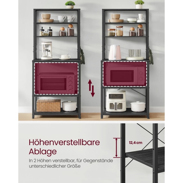 Rootz 3-vånings tårtställ - Cupcakeställ - Dessertdisplay - Spånskiva och stål - Antracitgrå-bläcksvart - 40 cm x 60 cm x 167 cm - 16,1 kg - 10,4 kg M