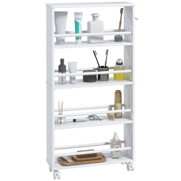 Rootz Sidevogn med hjul - Køkkenvogn - Mobil opbevaring - 360° hjul og låsning - 45W x 15D x 91H cm