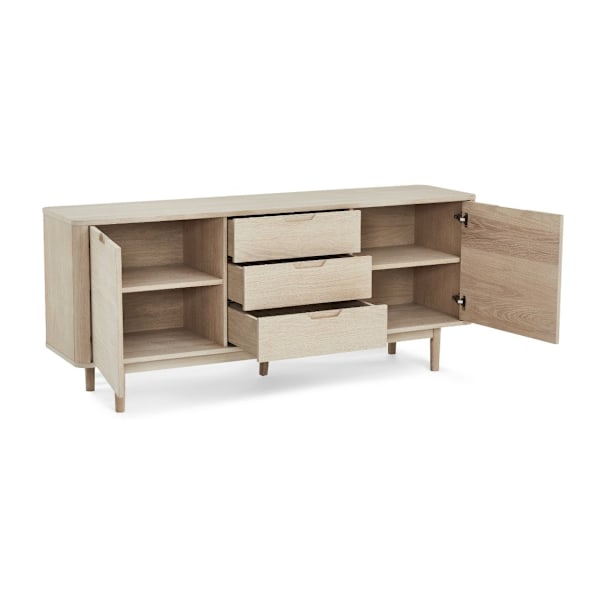 Rootz skänk - Förvaringsskåp - Buffébord - Massiv ek och MDF - Elegant design - Gott om förvaring - Tyst funktionalitet - 45cm x 180cm x 75cm