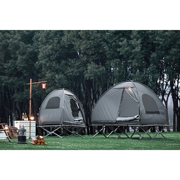 Rootz Allt-i-ett campingset - Pop-up-tält - Bärbar tältsäng - Sovsystem utomhus - Slitstark Oxford-nylon - Myggskydd - Enkel transport - 193 cm x 160