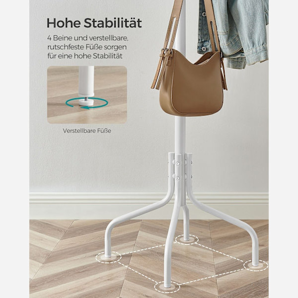 Rootz White Steel Knagerækker - Beklædningsstativ - Tøjorganisering - Maks. belastning 5 kg - 55 cm x 180 cm x 55 cm