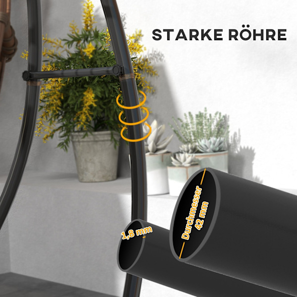 Rootz Hanging Chair C -Shape Metal Stand - Hornstick Frame - Hanging Restoring Frame - Stabilitet - 154 cm x 134 cm x 221cm