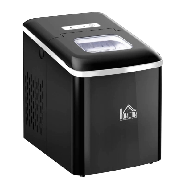 Rootz Ice Cube Machine - 12kg/24h 2l Ice Cube Maker med LED-skärm - Ice Scoop - Självrengörande funktion - Plast - Svart - 21,2 x 29,5 x 32,6 cm