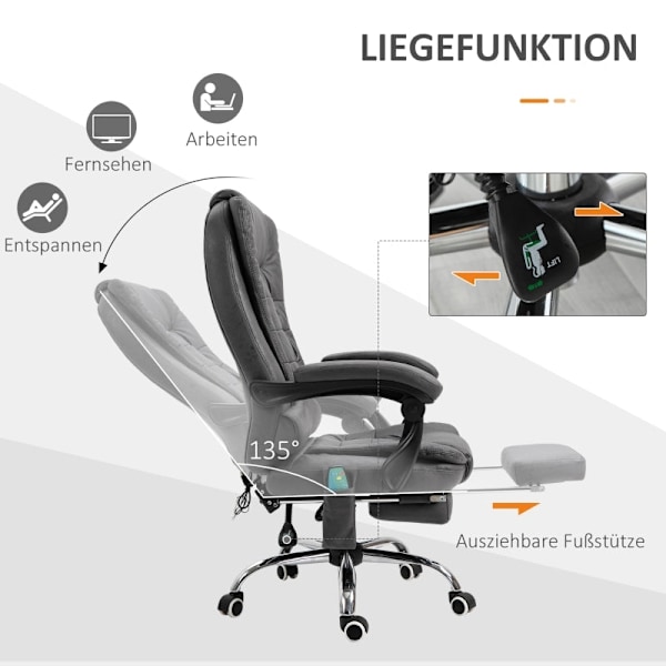 Rootz Massage Kontorstol - Vibrerende Stol - Opvarmet lænde - Ergonomisk computerstol - 65cm x 160cm x 104cm