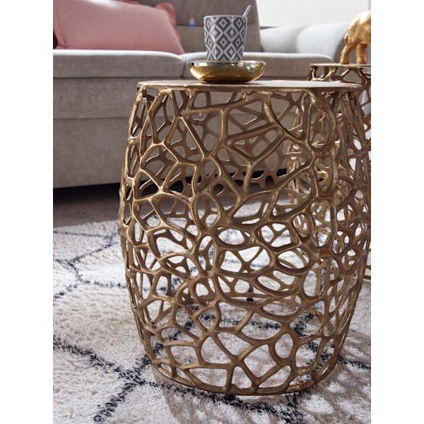 Rootz sidebord sæt med 2 aluminium guld design redeborde metal runde - Stue bord, sofabord, grenstruktur, moderne - 2-delt sofabord stue