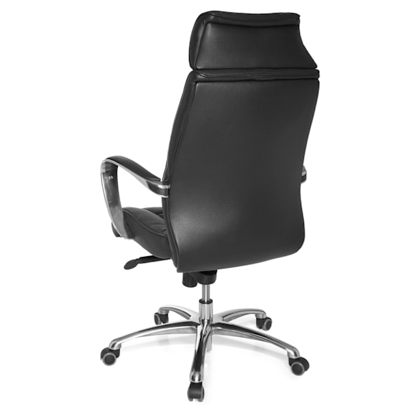 Rootz XXL Executive Chair - Kontorsstol - Äkta läder - Högt ryggstöd - Svankstöd - Armstöd i aluminium - Krombas - 120 kg Kapacitet - 8h Sitttid - 66c