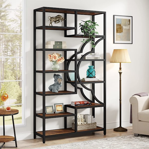 Rootz asymmetrisk bokhylla - Displayställ - Rumsavdelare - Hög lastkapacitet - 30 cm D x 100 cm B x 190 cm H
