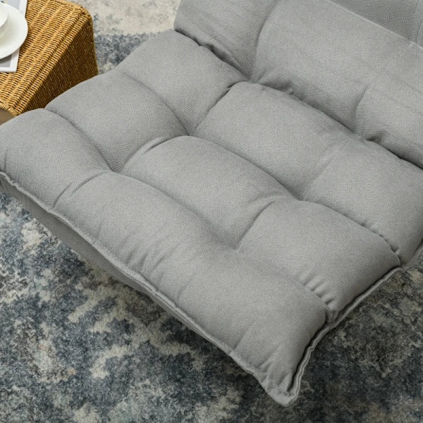 Rootz Fåtölj - Lässtol - Vridbar - Sittdyna - Golvsoffa - Linneimitation - Sammetslook - Ljusgrå - 62 cm x 70 cm x 95 cm