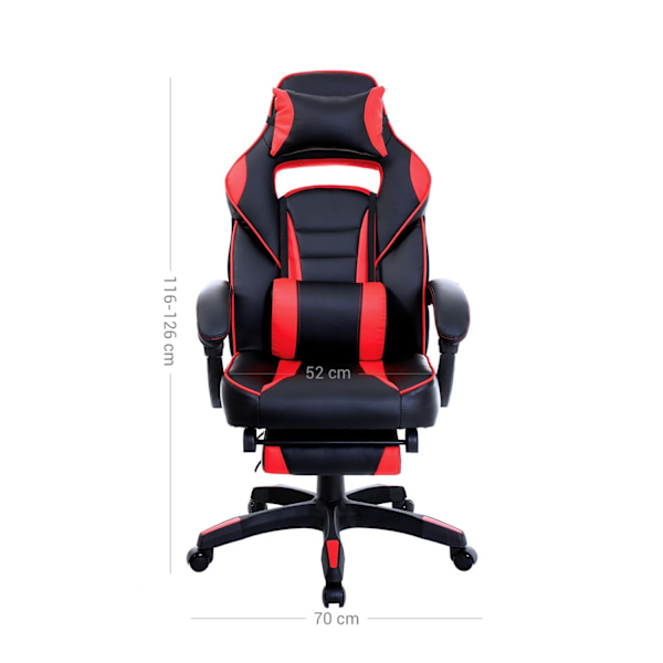 Rootz Racing Style Gaming Stol - Kontorsstol - Viltstol - PU-läder - Ultimat komfort - Justerbart fotstöd - Perfekt för arbete och lek - 67cm x 66cm x