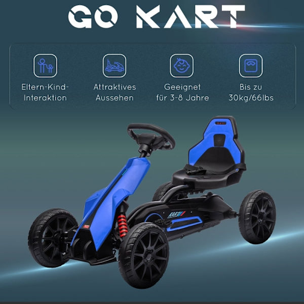 Rootz Go Kart Pedal Go Kart - Ride-On Car til børn - Racing Kart til børn - Ultimativ kontrol - Justerbar komfort - Alsidig terrænhåndtering - 100 cm