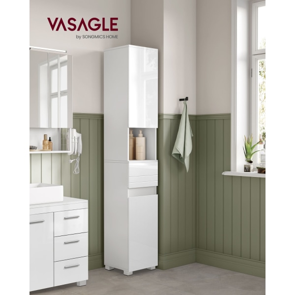 Rootz Classic White Badeværelsesskab - Opbevaringsenhed - MDF møbel - Rummeligt design - Robust konstruktion - Nem montering - 30cm x 30cm x 170cm