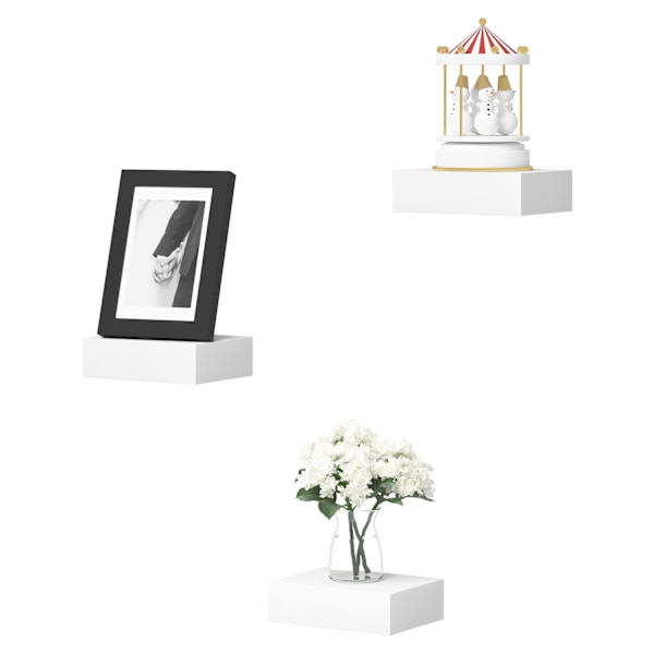 Rootz Flytande vägghylla Set - Väggmonterad display - Hängande förvaring - Dekorativ hylla - Väggavsats - Modern Organizer - Vit - 7,8x5,1x5,1 tum.