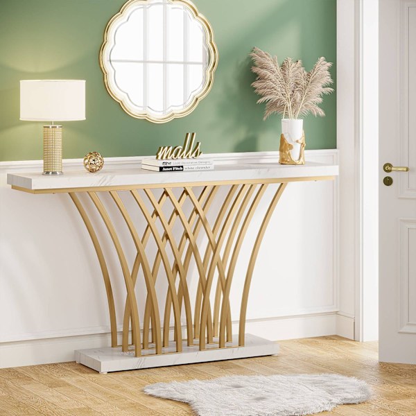 Rootz Gold Console Bord - Entrébord - Hallbord - Elegant fuskmarmor - 149,86 cm x 30,00 cm x 80,01 cm.