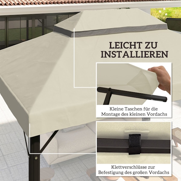 Rootz Gazebo Ersättningstak - Tarpaulin - Pavilion tak - Solskydd UPF30+ - 400 cm x 300 cm - vitt