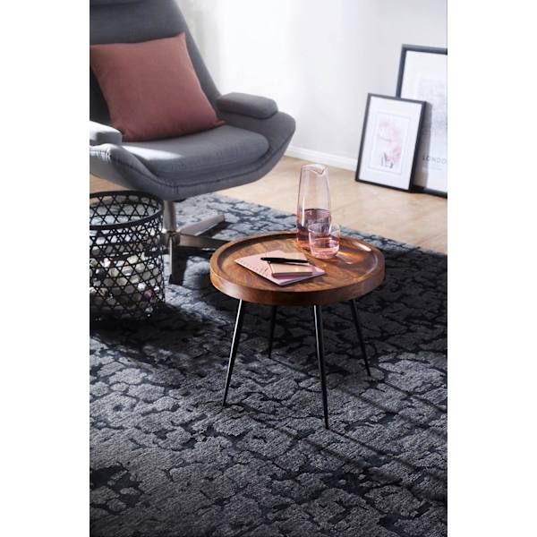 Rootz-sivupöytä 46 x 40 x 46 cm WL5.674 Sheesham-puumetallinen sohvapöytä - Industrial Style Real Wood -pöydät Olohuone - Puinen pöytä Sohvapöytä Meta