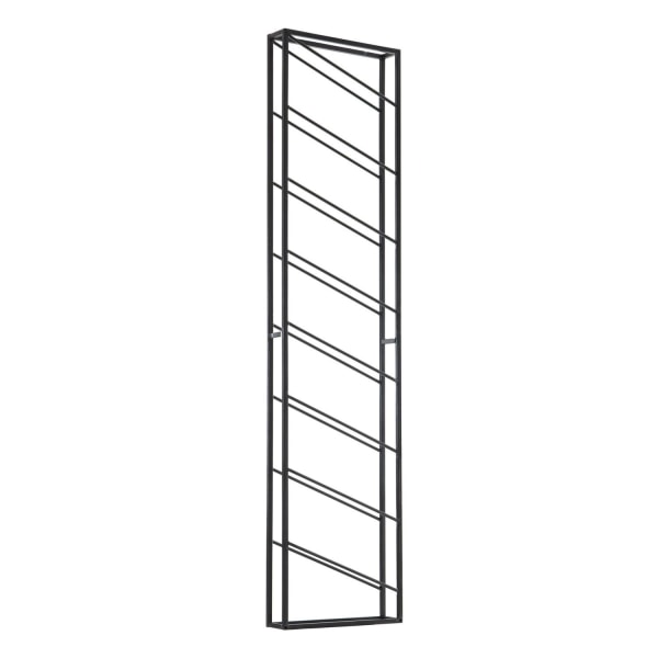 Rootz ställ vägg metall svart 36x150x8 cm stor för 8 flaskor - Design vägghylla för köket - Flaskställ Hängande smal Väggmonterad