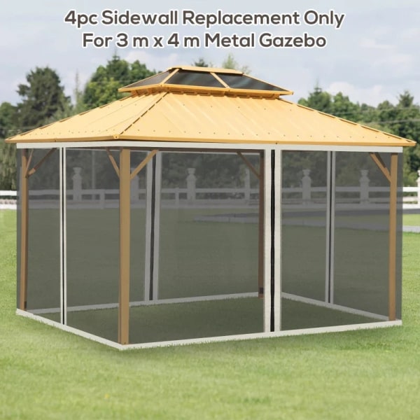 Rootz Replacement Gazebo Net - Mesh Verho - Garden Gazebo Fly Net - Verho vetoketjuilla - Polyesteri - Musta - 352cm x 207cm