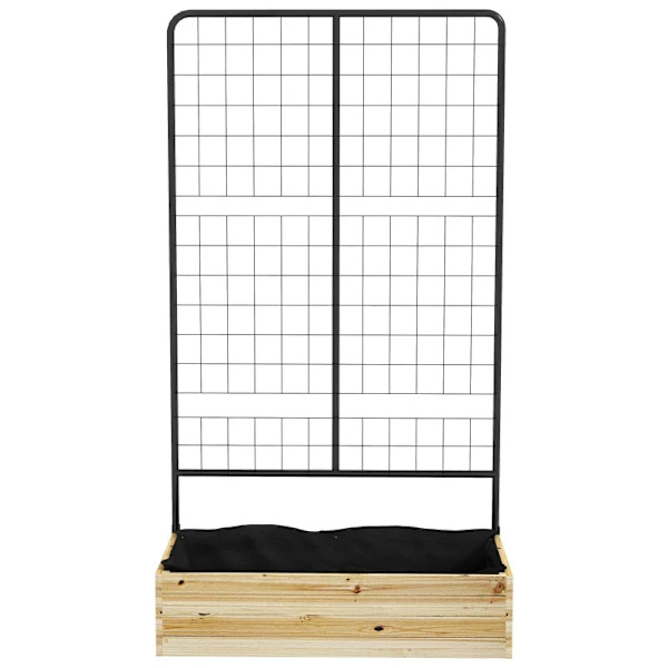 Rootz Upphöjd säng med spaljé - Klätterväxtbädd - Fleecefoder - Naturträ - Stål - Svart - 80x38x145 cm